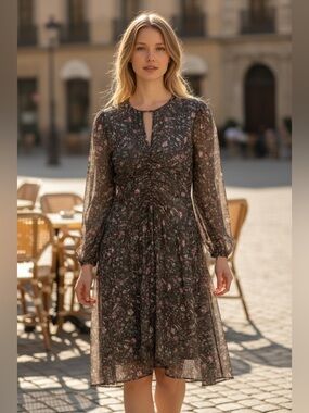 Isabel Marant Etoile Black Midi Cotton Dress Sz 42